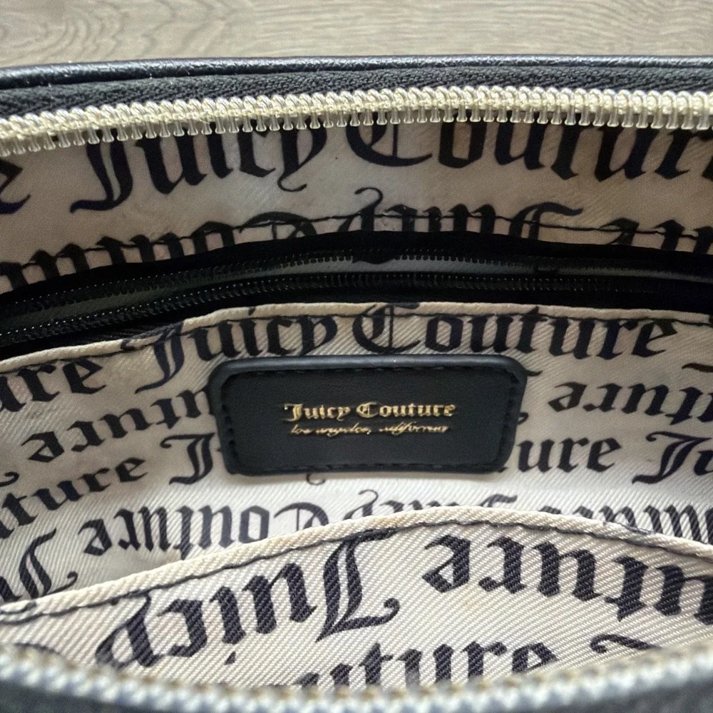 Juicy Couture Quilted Black Puff Half Moon Crossbody Bag‎ W/ Change Purse